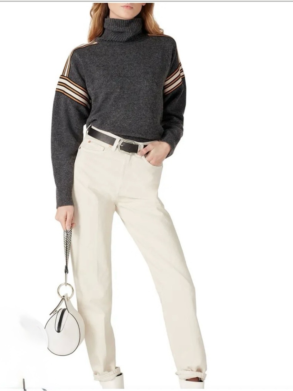SANDRO Wynn Cozy Turtleneck Gray Sweater Wool Blend XS